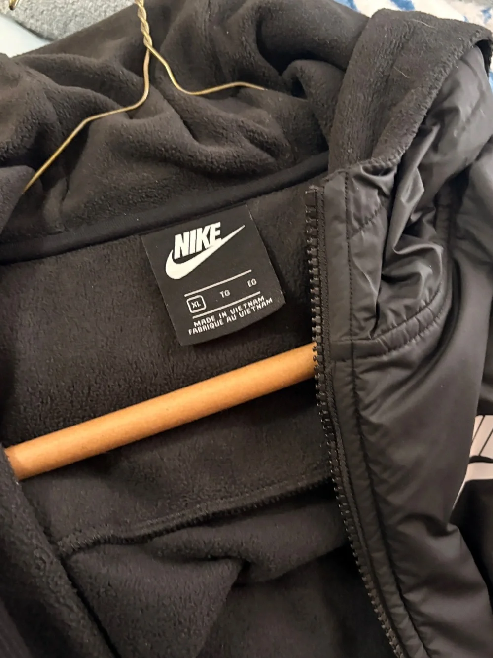 Nike Black Hooded Jacket with White Logo